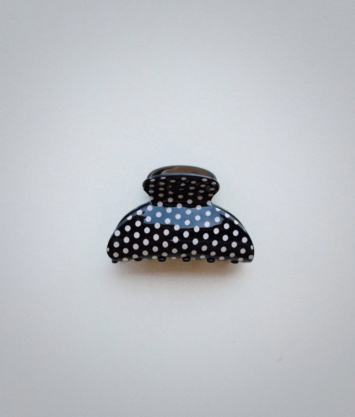 black and white polkadot hair clip