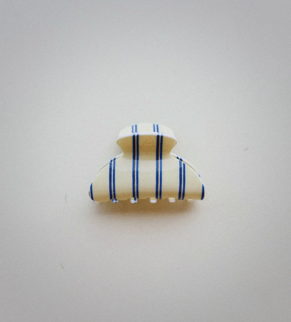 Cream and blue striped hair clip